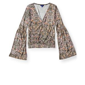 Aeropostale Womens Surplice Pullover Blouse, Multicoloured, NWT